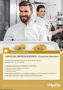 Unipolsai - Impresa E Servizi Produzione Alimentare - Modello 3224 Edizione 01-05-2018 [182P]