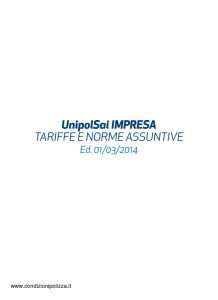 Unipolsai - Impresa Tariffe E Norme Assuntive - Modello 3222 Edizione 03-2014 [74P]