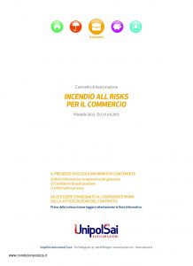 Unipolsai - Incendio All Risks Per Il Commercio - Modello 3102 Edizione 04-2017 [34P]