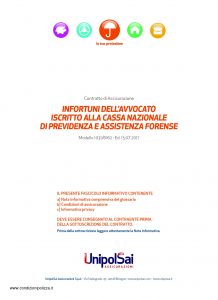 Unipolsai - Infortuni Dell'Avvocato Iscritto Alla Cassa Nazionale Di Previdenza E Assistenza Forense - Modello 1031-6162 Edizione 07-2017 [34P]