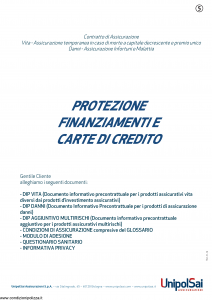 Unipolsai - Protezione Finanziamenti E Carte Di Credito - Modello sicpc Edizione 01-01-2019 [60P]