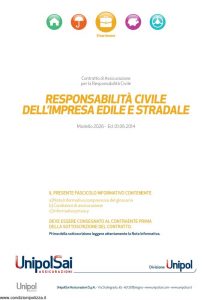 Unipolsai - Responsabilita' Civile Dell'Impresa Edile E Stradale - Modello 2026 Edizione 06-2014 [30P]