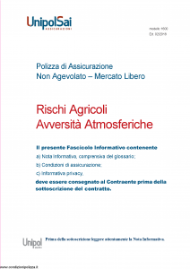 Unipolsai - Rischi Agricoli Avversita' Atmosferiche - Modello 1600 Edizione 02-2018 [75P]