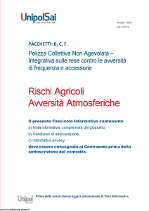 Unipolsai - Rischi Agricoli Avversita' Atmosferiche - Modello 1600i Edizione 02-2018 [80P]