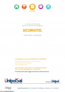 Unipolsai - Sicurhotel Multirischi Dell'Esercizio Alberghiero - Modello 3019 Edizione 01-06-2014 [34P]
