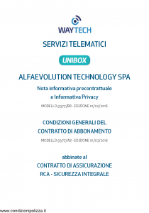 Waytech - Condizioni Generali Abbinate Al Contratto Rca Sicurezza Integrale - Modello 9377-a8 Edizione 01-02-2016 [40P]