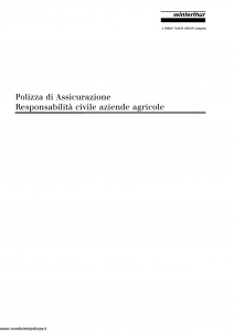 Winterthur - Polizza Di Assicurazione Responsabilita' Civile Aziende Agricole - Modello ae514c01 Edizione 09-2001 [SCAN] [15P]