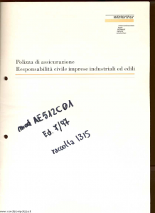 Winterthur - Polizza Di Assicurazione Responsabilita' Civile Imprese Industriali Ed Edili - Modello ae512c01 Edizione 07-1997 [SCAN] [10P]