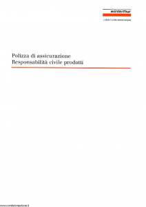Winterthur - Polizza Di Assicurazione Responsabilita' Civile Prodotti - Modello ae513c01 Edizione 09-2001 [SCAN] [10P]